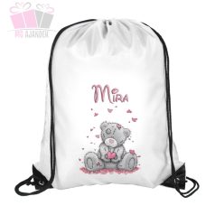 Szürke maci szívekkel egyedi neves füzetborító