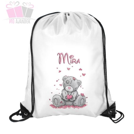 Szürke maci szívekkel egyedi neves füzetborító