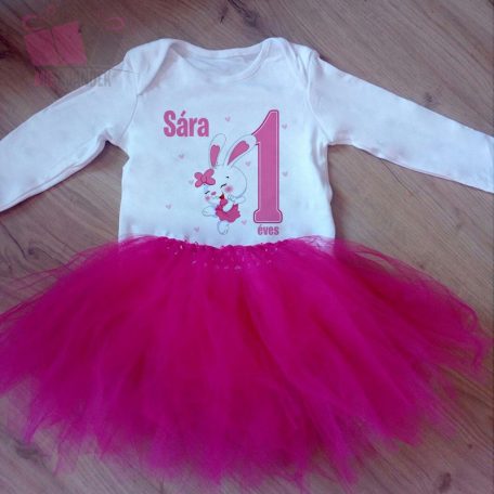 állat mintás egyedi-neves-szülinapos-body-gyermek-póló-szív pink éves lettem-születésnap-birthday