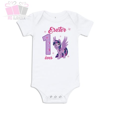 egyedi-neves-feliratos-unikornis egyszarvú-mintás-szülinapi-body-gyermek-póló-mese rajzfilm