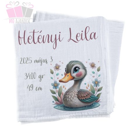 egyedi-neves-pelenka-cuki kacsás-feliratos-kifogo allatos ujszulott new born ajandek 