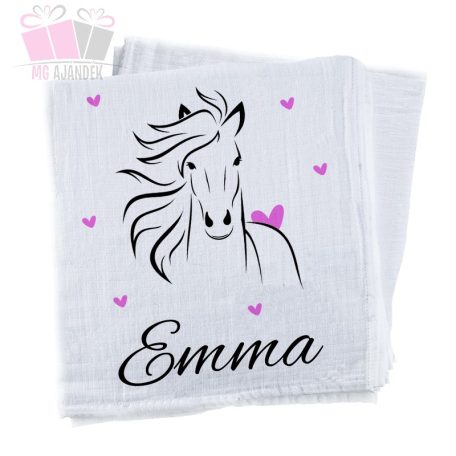 lo mintas feliratos egyedi neves szöveges ajandek textilpelenka szuletes baby born pferd horse rajz 