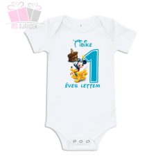 egyedi neves fényképes számos egy éves lettem egeres mouse kutyás tortás szülinapi body póló