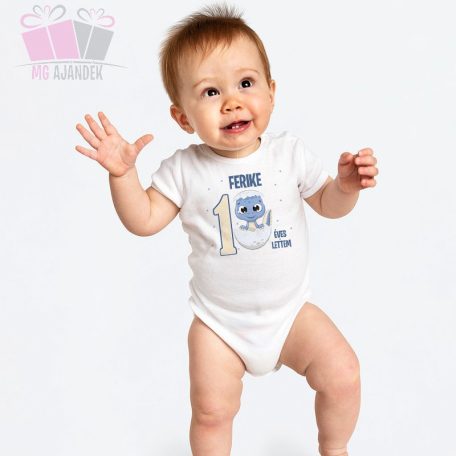 egyedi dino feliratos éves lettem trex tojás_mintás_body_saját_névvel-adatok állatos animals