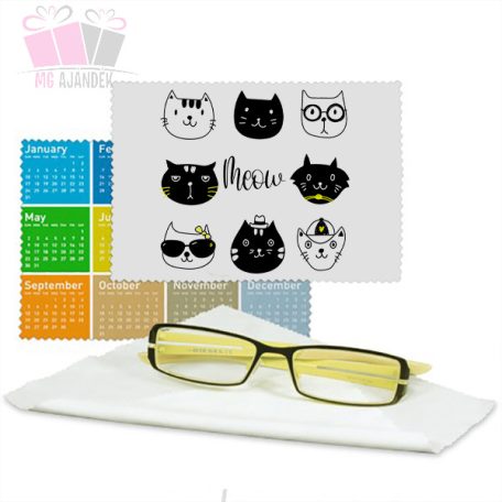 cat cica macskas mintás szemüvegtörlő allatos ajandek egyedi neves feliratos