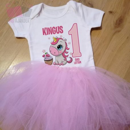 egyedi-neves-szülinapi-body-unikornis lo póni pferd -egy-éves-lettem-birthday-ajándek pamut polo pac