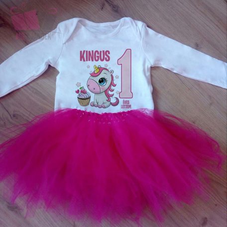 egyedi-neves-szülinapi-body-unikornis lo póni pferd -egy-éves-lettem-birthday-ajándek pamut polo pac