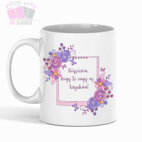 cuki szives anyak napi ajandek egyedi neves bogre viragos minta mothers day mug