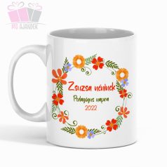 a legjobb tanárnő pedagógus napi ajandek kerámia bögre egyedi neves white mug watercolor virág flowe