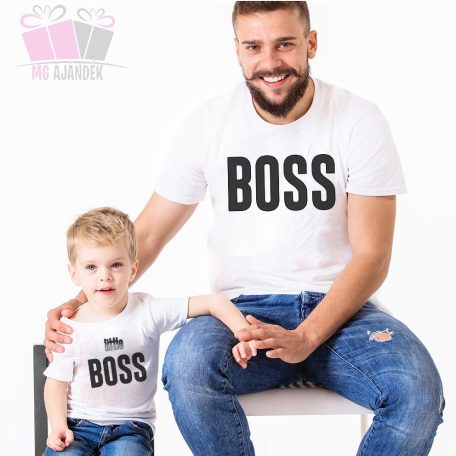 igazi főnök páros póló apa fia szett-  szett gyerek apa fia daddy son kids csaladi polo