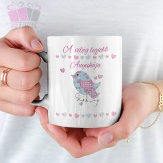 Madárkás Anyák napi bögre patchwork mintás