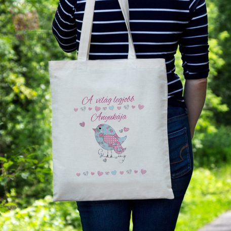 vászonszatyor legjobb anya madar minta egyedi taska anyák napja mothers day best mom