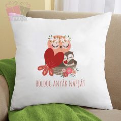 Bagoly mintás díszpárna Anyák napjára egyedi fenykepes neves díszparna anya mama nagyi nagymama