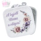 A legjobb mama a világon - lila virágkoszorú mintás edényfogó