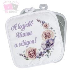A legjobb mama a világon - lila virágkoszorú mintás edényfogó