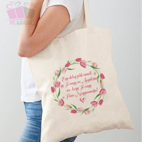 tulipános virágos vászonszatyor táska bevásárlás fiam mama anyak napja mothers day neves ajandek