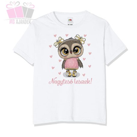 nagyteso leszek feliratos egyedi minta baglyos bagoly kislany kisfiu szuletes 