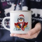 pingvin ajandek- tea karacsony egyedi feliratos fém retro bögre christmas unnep 