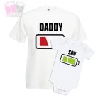 akkumulátoros apa fia szett-  elem akksi töltöttség apa fia daddy son kids csaladi polo