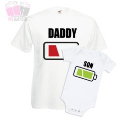 akkumulátoros apa fia szett-  elem akksi töltöttség apa fia daddy son kids csaladi polo