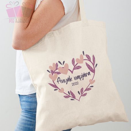 egyedi mintas feliratos neves szoveges szives viragos taska vaszonszatyor anyak napja mother
