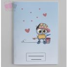 fuzet kony iskola borito suli egyedi baglyos allatos kutyas cicas lila dog cat school animals