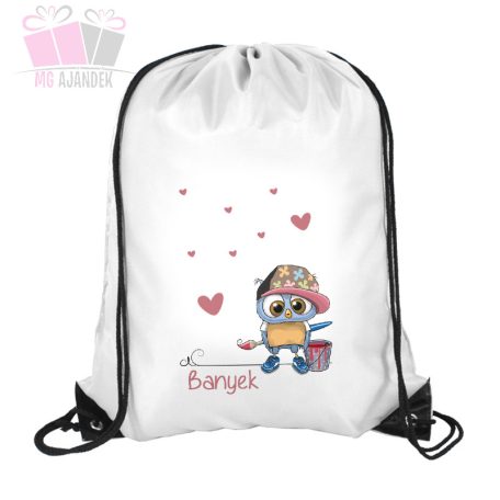 fuzet kony iskola borito suli egyedi baglyos allatos kutyas cicas lila dog cat school animals