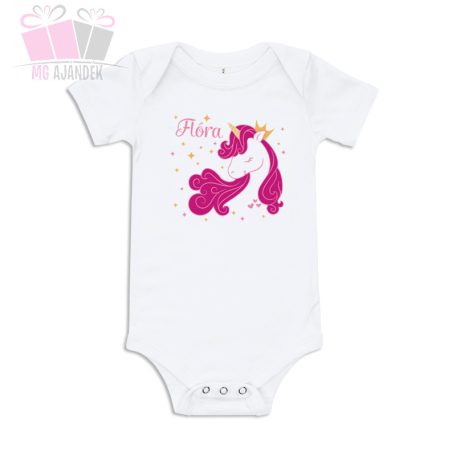 egyedi-neves-feliratos-unikornis egyszarvú-mintás-szülinapi-body-gyermek-póló-mese rajzfilm