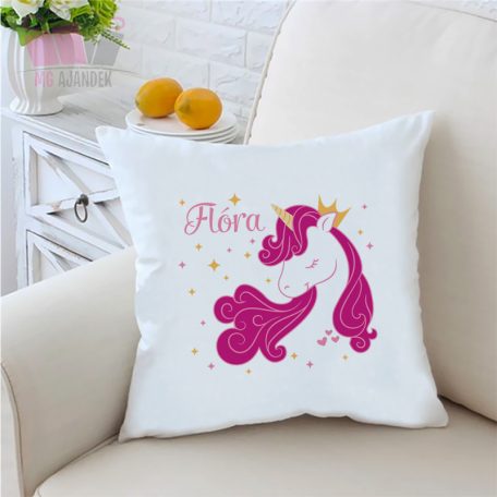 Díszpárna napszemüveges unikornissal, névvel