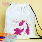 Tornazsák - Pink Unikornisos minta, saját név unikornis ajandek sport iskola ovoda testneveles