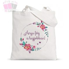 Vászonszatyor - Anyu főz süt a legjobban  virág mintás mama nagyi anyak napi ajandek mothers day mom