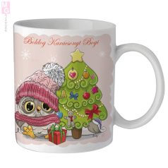 rózsaszín hátteres bagyol baglyos karacsonyi cristmas ajandek bogre mug mese rajzfilm cartoon 