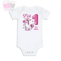 Unikornis mintás egyedi neves éves lettem szülinapi póló/body