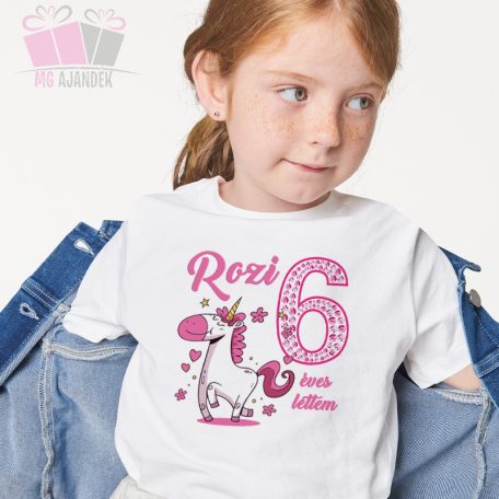 Unikornis mintás egyedi neves éves lettem szülinapi póló/body