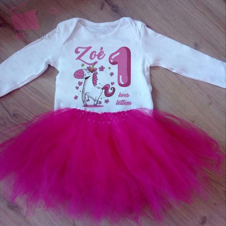 Unikornis mintás egyedi neves éves lettem szülinapi póló/body