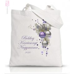 Lila mintás feliratos karácsonyi vászonszatyor nagymama anya anyuka mommy christmas ajandek