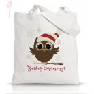 Vászonszatyor-Bagoly mikulássapkában egyedi neves karacsonyi christmas ajandek taska vasarlas