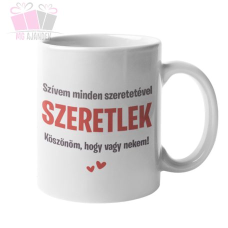 Szerelmes mackó - Köszönöm, hogy vagy nekem! feliratú kerámia bögre