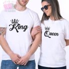 King-Quenn feliratos páros póló koronával valentin nap day szerelem i love you