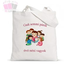 Csak semmi pánik, óvó néni vagyok feliratos vászonszatyor egyedi fenykepes fotos pedagogus dadus ovo