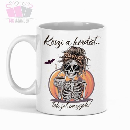 egyedi vicces csontvázas fáradt anya halloween tök denevér vicces kerámia bögre