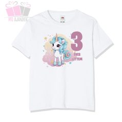 egyedi-neves-feliratos-egyszarvú-mintás-szülinapi-body-gyermek-póló-mese rajzfilm állatos animal birthday tshirt unicorn flower virag szivarvany