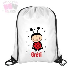 Katica mintas egyedi neves tornazsak suli iskola bogár ladybug mese cartoon pöttyös