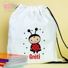Katica mintas egyedi neves tornazsak suli iskola bogár ladybug mese cartoon pöttyös