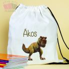 Dinoszaurusz mintás tornazsák névvel sport iskola dino rex tiranoszaurusz allatos animal sport
