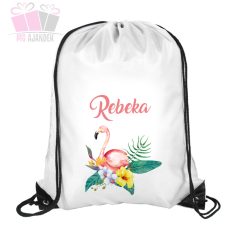 Flamingo mintás egyedi neves tornazsák iskola füzetrboritó school sport cuki 