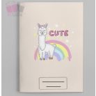 lama rainbow mintás füzetborító egyedi neves feliratos iskola suli osztaly cartoon rajzfilm állatos 