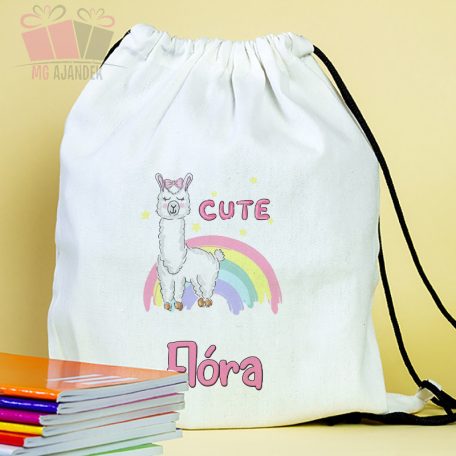 lama rainbow mintás füzetborító egyedi neves feliratos iskola suli osztaly cartoon rajzfilm állatos 