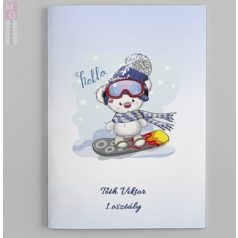 Síelő jegesmaci mintás egyedi neves füzetborító