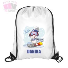 Síelő jegesmaci mintás egyedi neves füzetborító